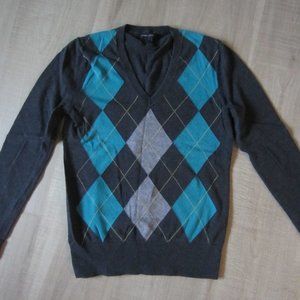 Banana Republic Argyle Blue and Grey Sweater